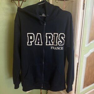 Paris, France Graphic Hoodie – Unisex Size L – Black – Excellent Condition